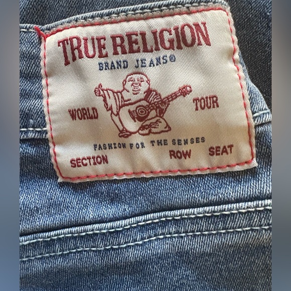 True Religion Blue Jeans with Tan Details - Picture 3 of 9
